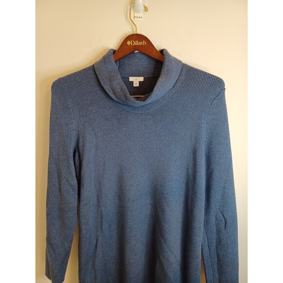 J. Jill Turtleneck Sweater Womens M Blue Pullover Cable Knit Ribbed Longsleeve - Picture 5 of 11